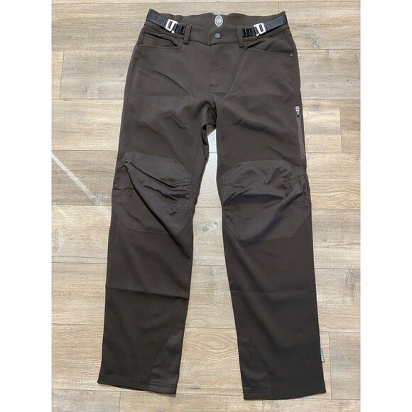Club Ride Bike Pants Mens L Dark Brown Commuter Double Knee Soft shell Zipper - Picture 1 of 10